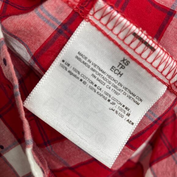 Old Navy Classic Fit Red White Blue Polka Dot Button Front Shirt Women's Size XS - Picture 6 of 7